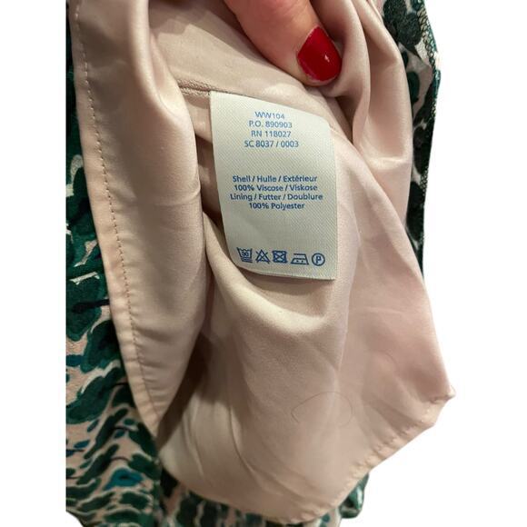 Boden Floral Kelly Green & Pink Four Leaf Clover Sheath Belted Tie Dress US 6R - Picture 9 of 16